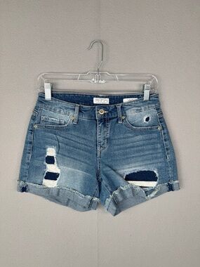 SOFIA BY SOFIA VERGARA Lila Denim Shorts 2 Blue Mid Rise‎ Distressed Cuff Summer